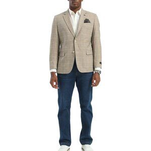 Tan Windowpane Notch Lapel Slim Fit Tazzio Men's Jacket